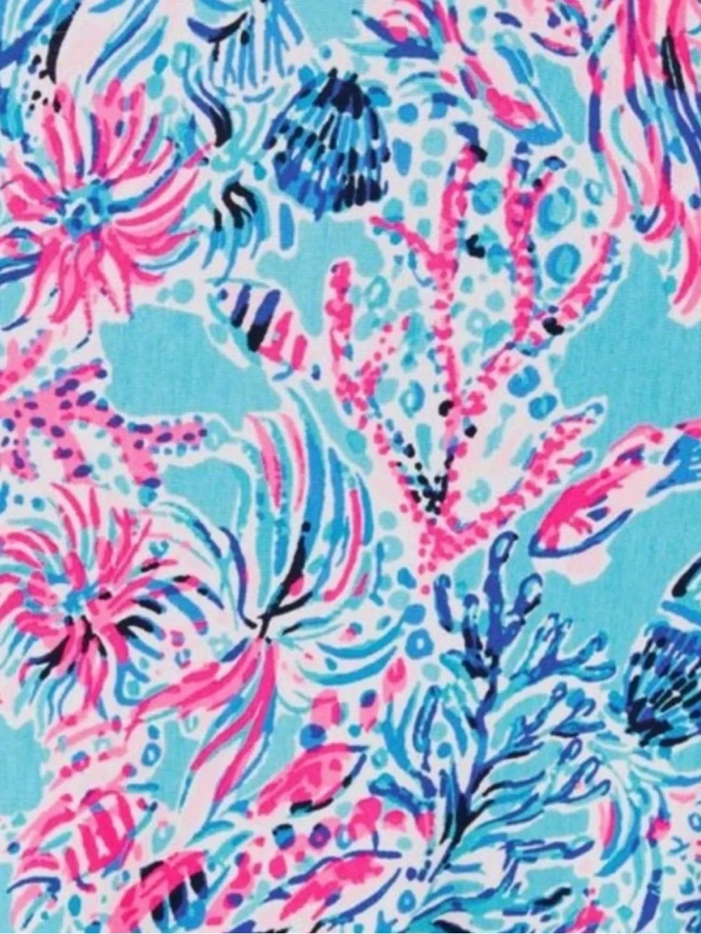 RARE BNWOT Lilly Pulitzer Blue-Pink Coral-Print Tote w Gold Handles& Wicker Tote